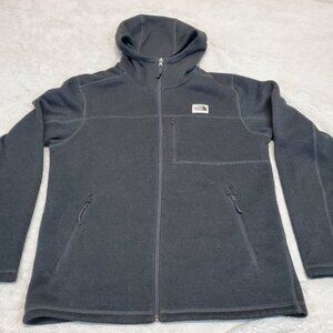 The North Face Gray Knit Thick Outdoor Fleece Lined Full Zip Hoodie Jacket Men L